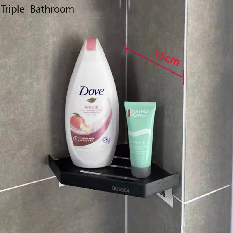 Wall-mounted Stainless Steel Shower Shelf, Triangle Basket, Corner Stand, Shampoo, Gel Storage Holder, Bathroom Accessories