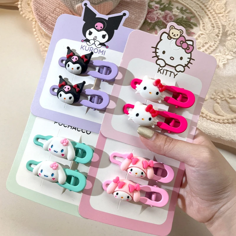 2 pieces Sanrio Hello Kitty Black Beauty Duck Beak Clip Cute kids' bangs clip girls' headwear Side fringe clip hair accessories