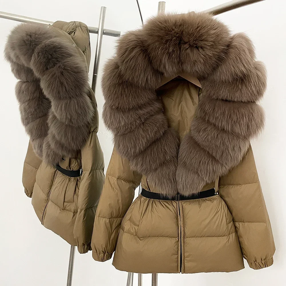 90% الأبيض بطة أسفل معطف النساء الملابس الشتوية سترة منفوخة ريال فوكس الفراء مقنعين سيدة سترات دافئة مقاوم للماء أسفل معطف الإناث #5