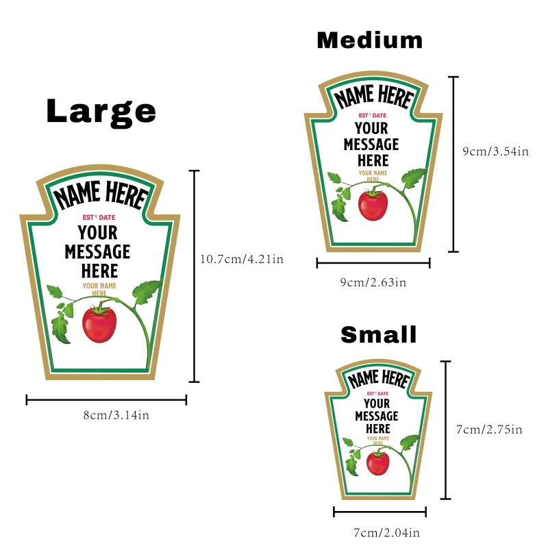Personalised Tomato Ketchup Sauce Label Vinyl Sticker Funny Novelty Gift Birthday Anniversary Custom Kitchen Jar Name Stickers