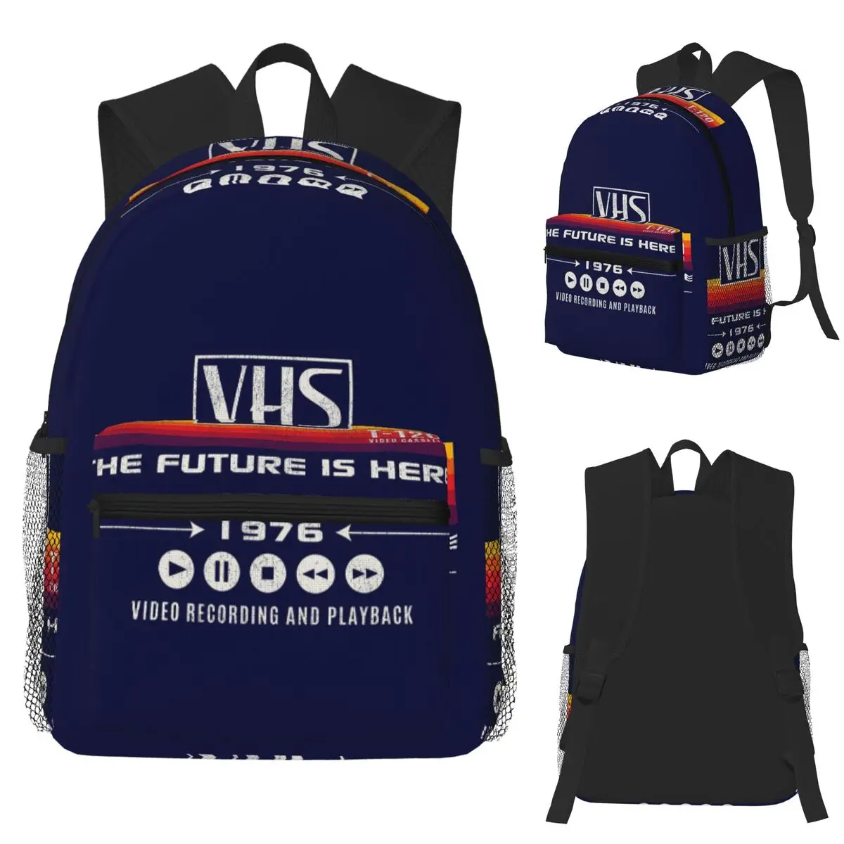 VHS The Future Is Here 1976 Worn Out Dks Student Backpack School Bag Hiking Travel Daypack for Boys Girls Bookbag Shoulder Bags