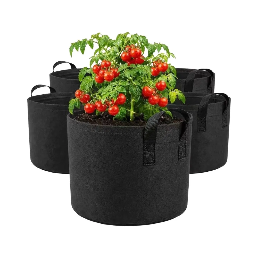 5 7 10 Gallon Grow Bags Made from 260 Nonwoven Fabric for Vegetables with Sturdy Handles for Patio Garden Farm and Home Use