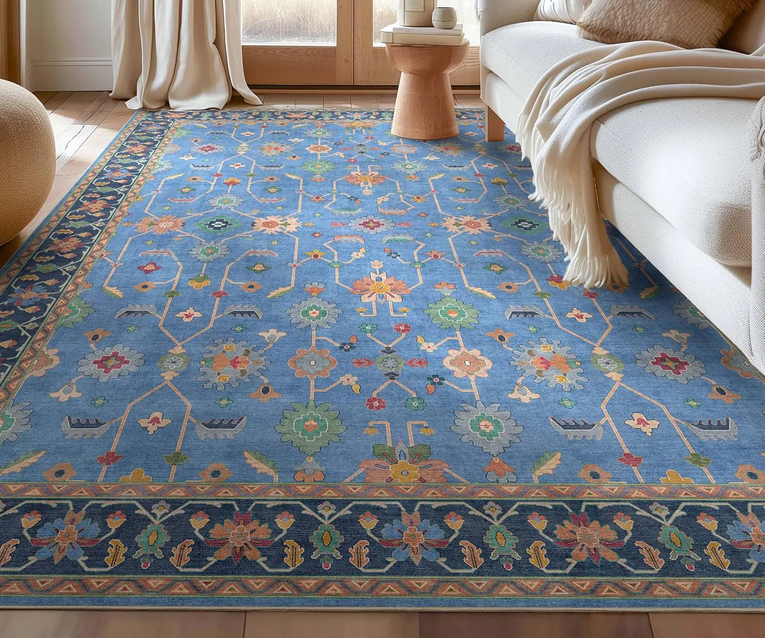 Vintage Boho Rug Anti Slip Washable for Grand Living Room Dining Bedroom Cloakroom Sofa Home Decor Carpet Floor Mat