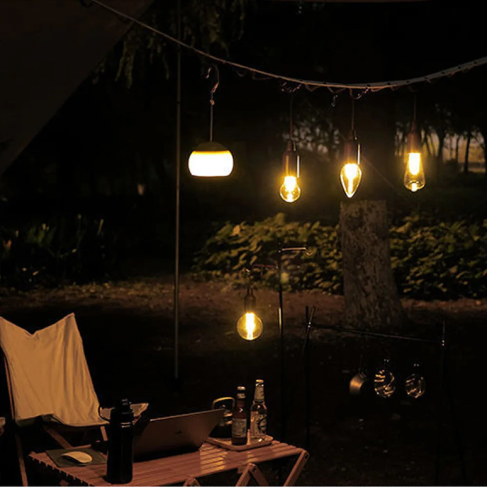 Retro Style Solar Camping Light Portable Tungsten Bulb Lantern Outdoor Atmosphere Lamp For Tent Backyard Patio Decor