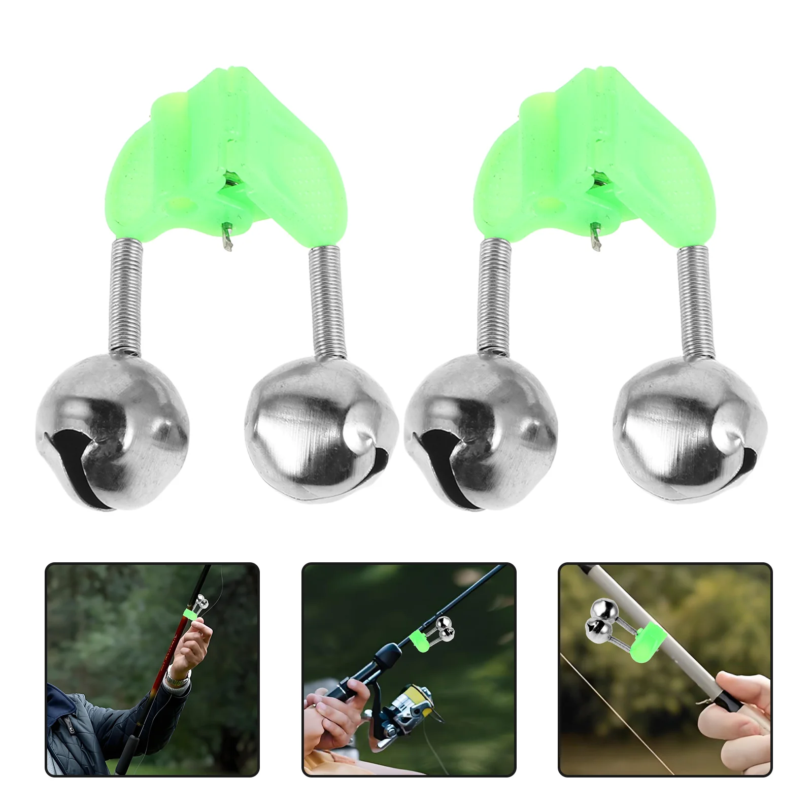 50 Pcs Fishing Accessories Bell Pole Bells Night for Rods Clip Clamp on Poles Dual Sea