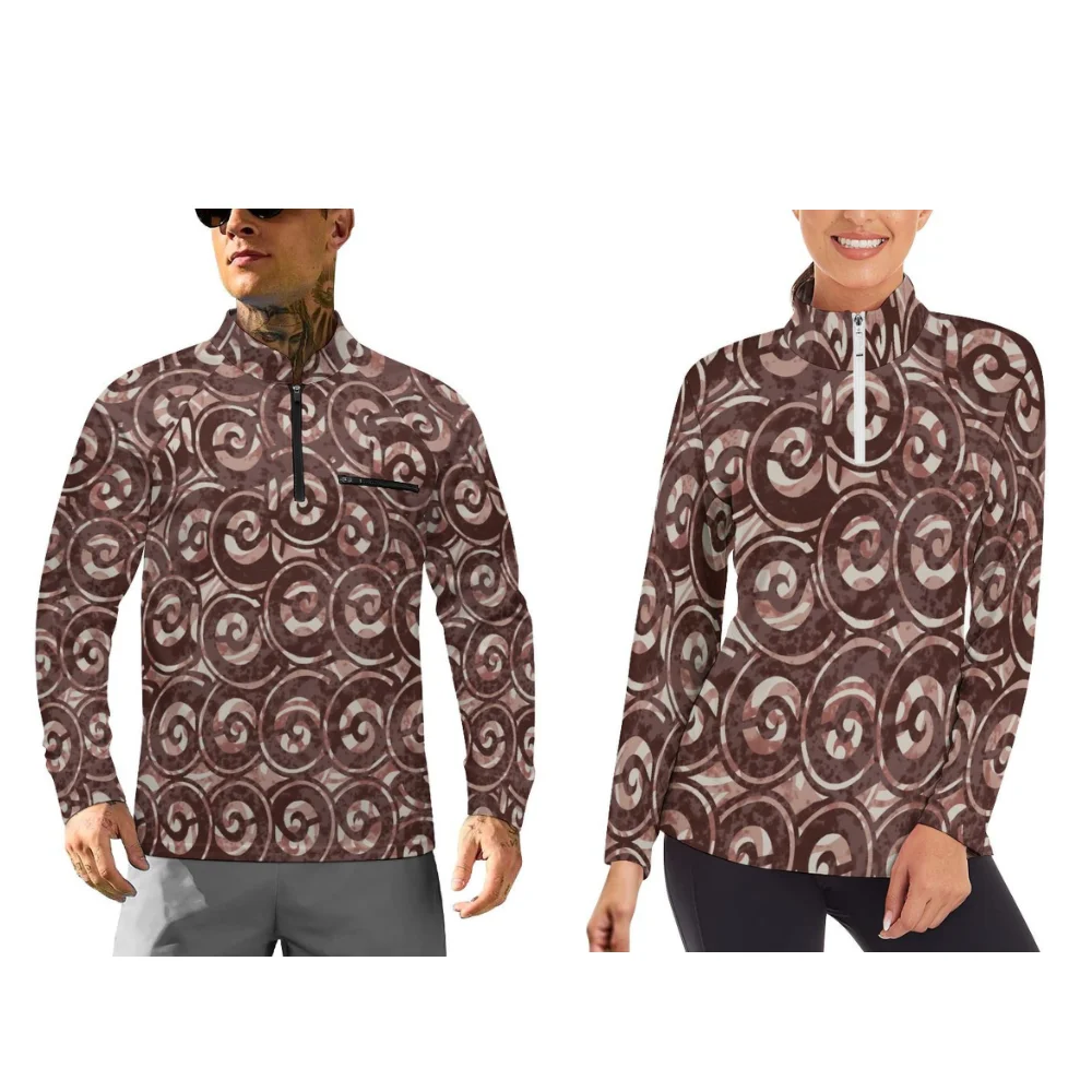 Polynesian Long-Sleeved Couple Sportswear 2025 New Design Customizable Pattern Breathable Fabric