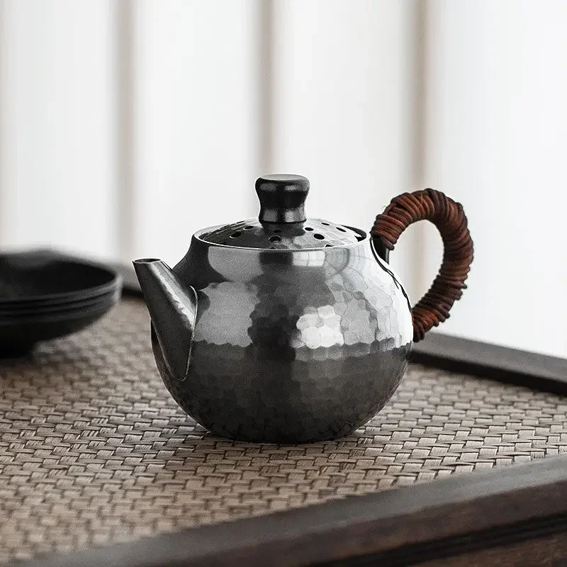 Hollow hammer mesh pattern oolong teapot Japanese handmade household filter tea copper pot