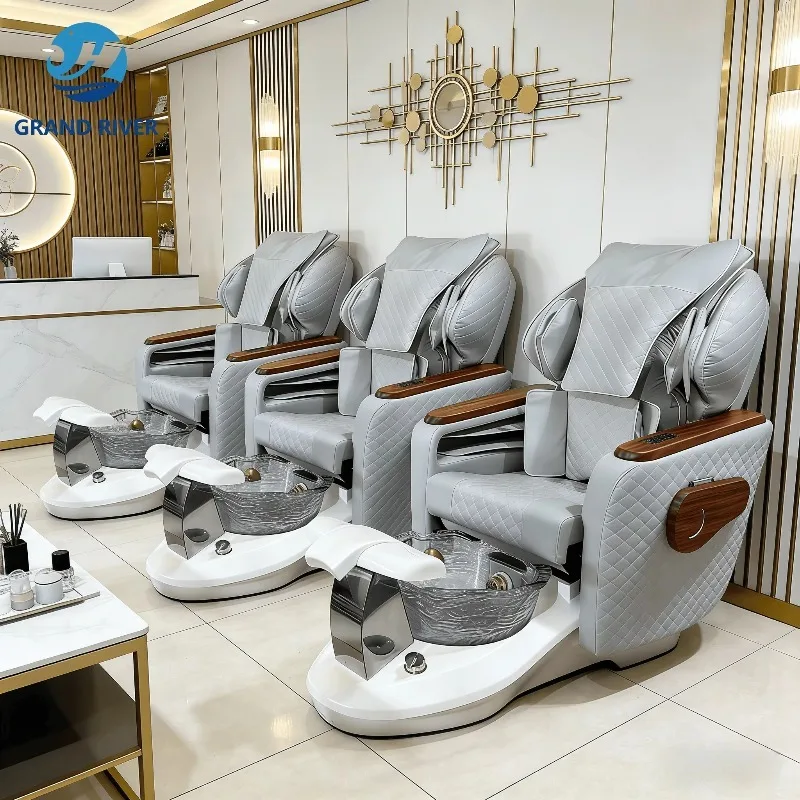 Magnetic Jet Spa Pedicure Chairs Luxury Modern Foot Massage Spa Nail Manicure Massage Pedicure Chair with Pump
