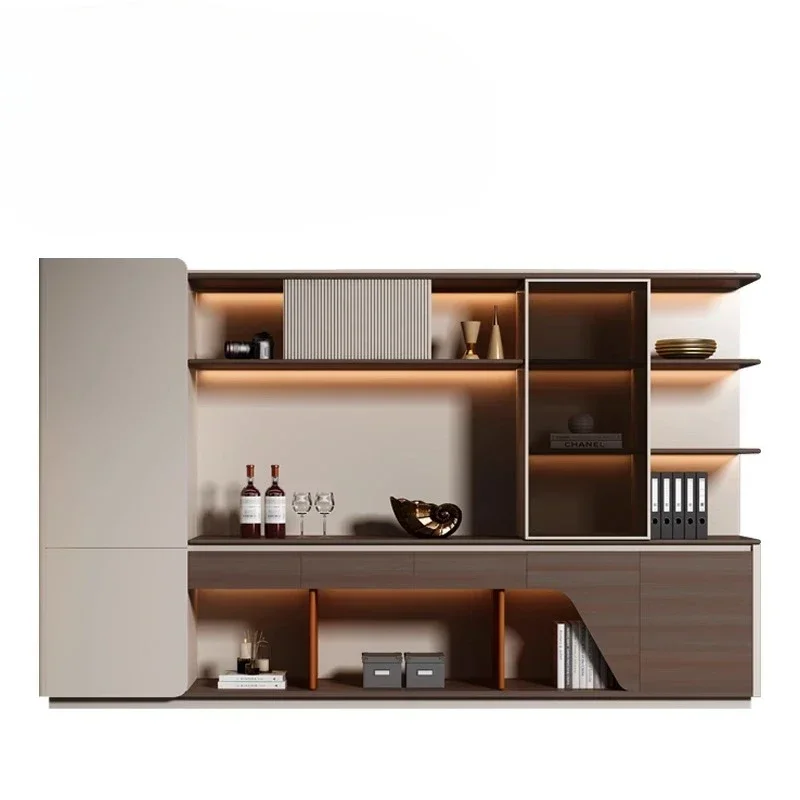 Office Desk Luxury Manager Executive With Led Drawers Storage L Shaped Modern Simplicity Computer Table Furniture Filing Cabinet