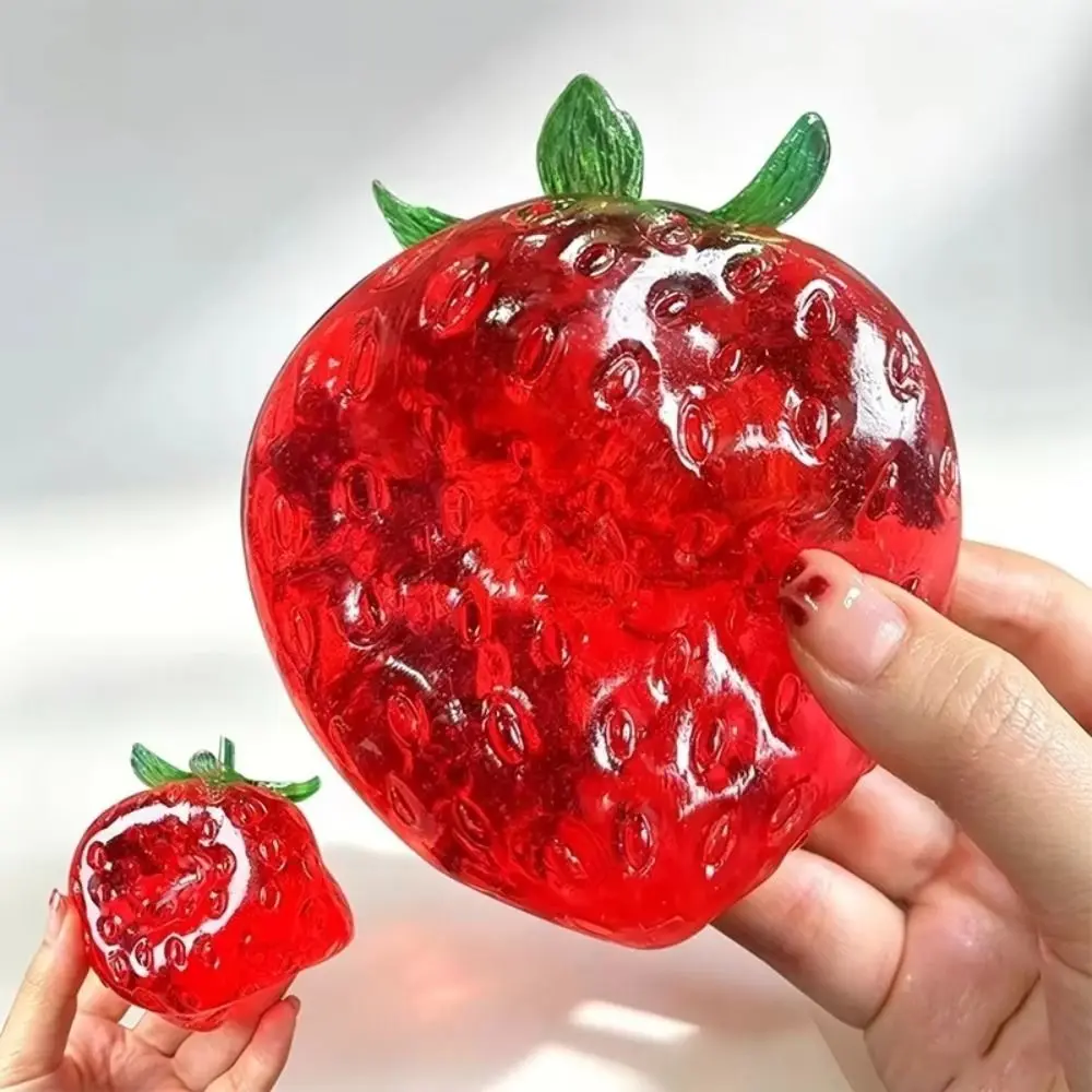 Handmade Strawberry Ball Strawberry Squeeze Toy TPR Highly Moldable Strawberry Stress Toy Oil-Filled Non-Rebound