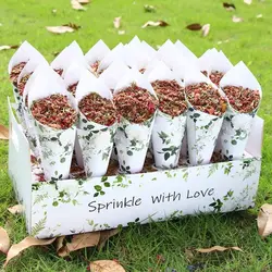 biodegradable confetti Cones and Stand Tray Paper Cone Box Dried Flower Petals Confetti for Wedding, Engagement, Party, Birthday