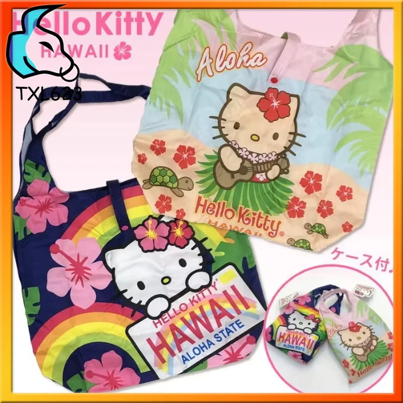 

Hello Kitty Foldable Cartoon Handbag Hawaiian Cat Design Casual Student Shoulder Bag Anime Cosplay Accessory