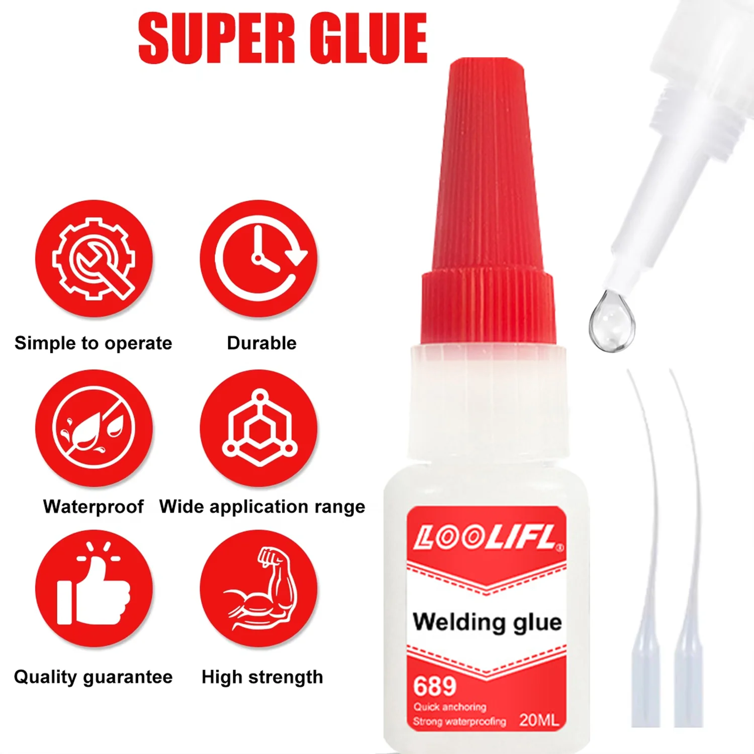 LOOLIFL Universal Super glue Strong Welding High Strength Oily Glue  Mighty Instant Glue for Ceramic Metal Glass Home diy tool