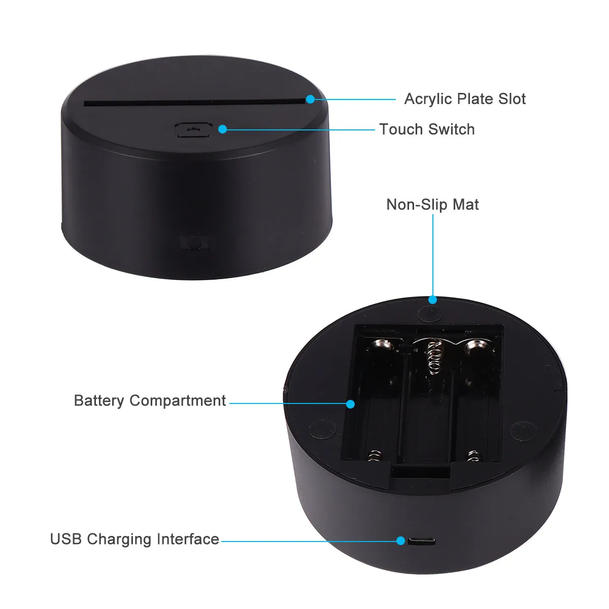 

3D-ночник в виде ракеты с разноцветной подсветкой, сенсорным управлением, черным основанием и акриловым светильником для праздничного декора