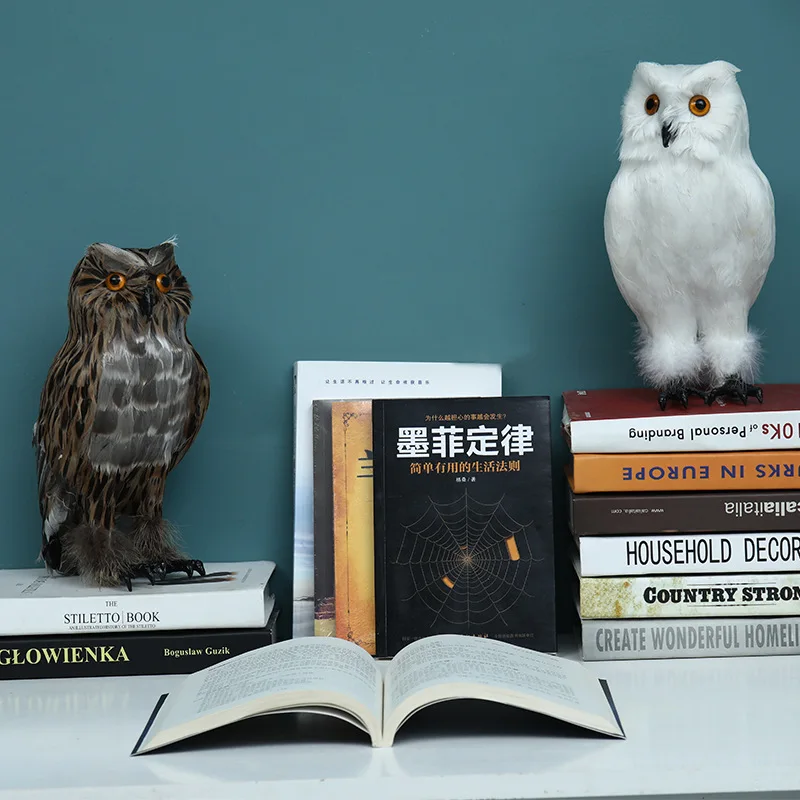 Simulation Owl Model Plastic&furs night owl bird home desk decoration Living Room Ornament gift d0827