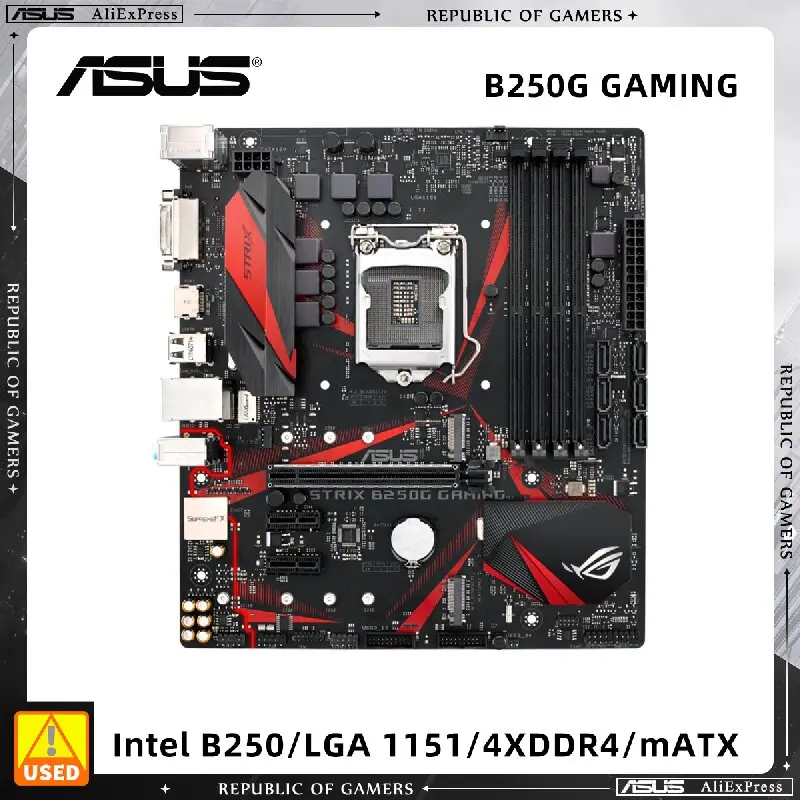 ASUS ROG STRIX Motherboard STRIX B250G GAMING With LGA 1151 Socket for Intel 6th 7th Gen Core i3 i5 i7 Processors Supports DDR4