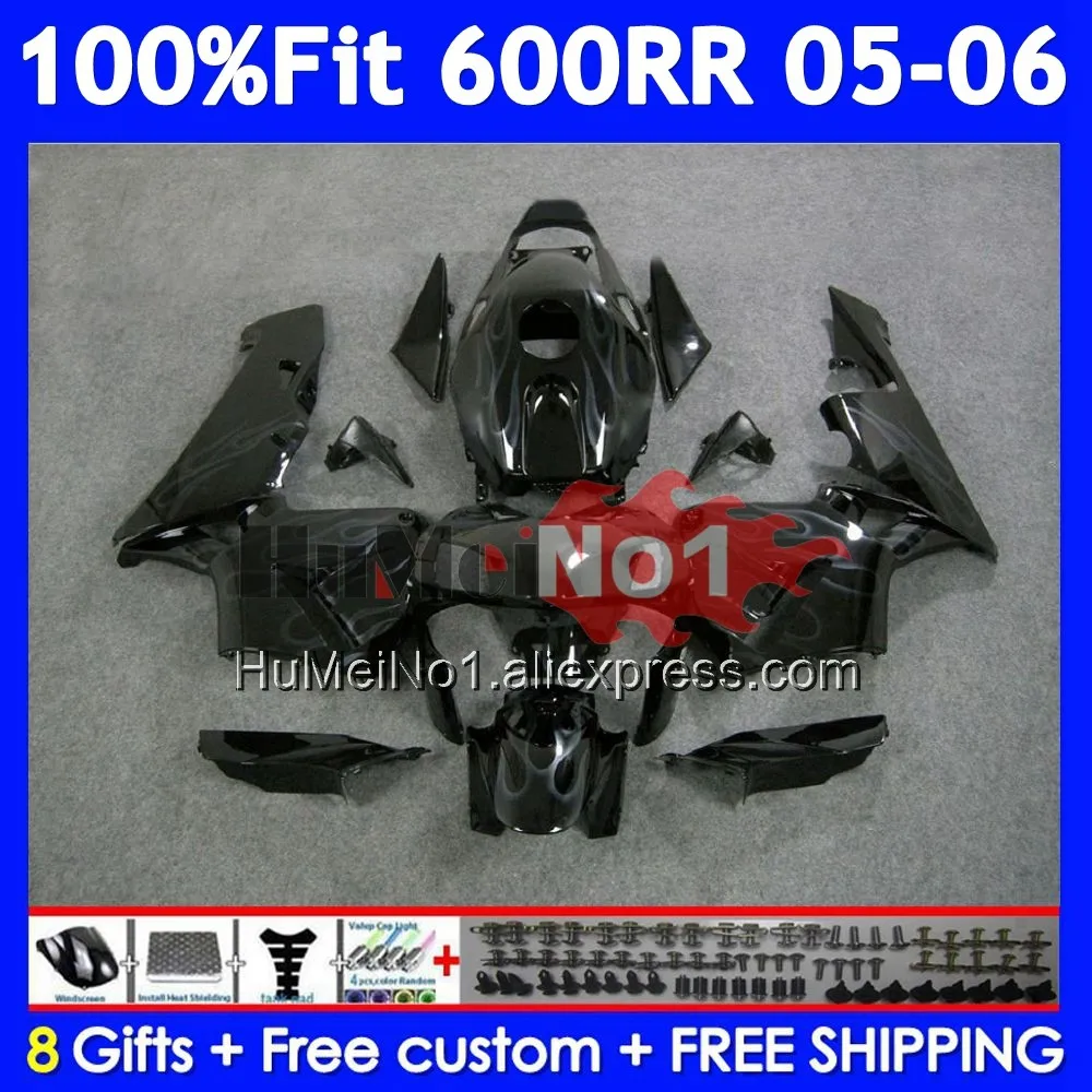 Injection For HONDA CBR 600RR 600F5 600CC CBR600RR 41No.28 CBR600F5 Black&flames CBR 600 CBR600 CC RR F5 2005 2006 05 06 Fairing