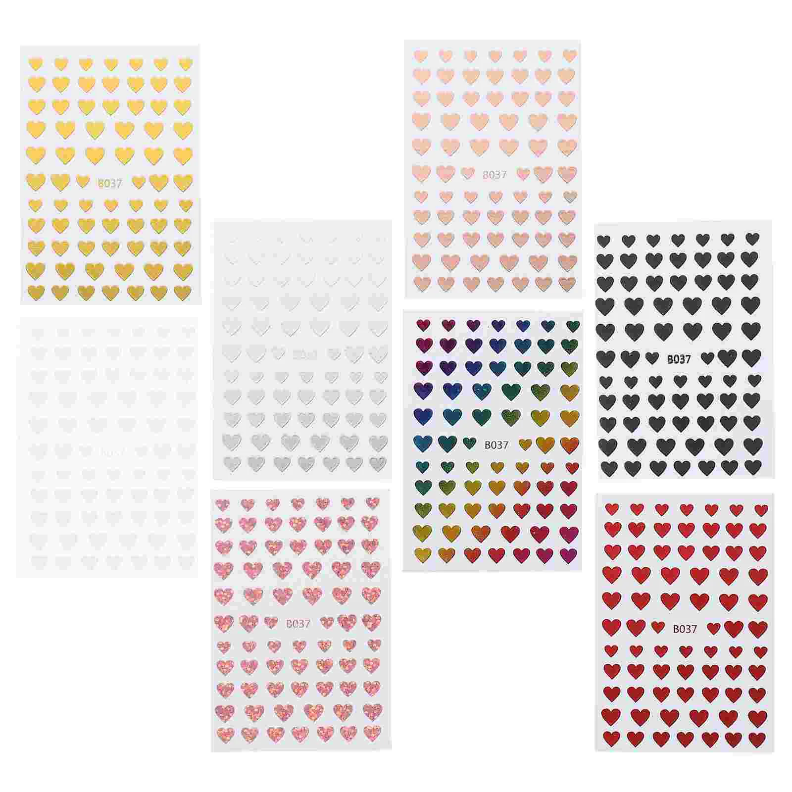 

8 Sheets Valentine Day Nail Sticker Heart Stickers Shaped Decal Wedding Decor DIY Accessory Girl Manicure