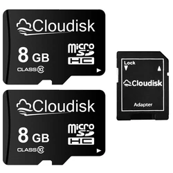 Paquete de 2 tarjetas de memoria Flash Cloudisk Micro SD de 4GB, 2GB, C6, tarjetas TF de 8GB, Clase 10, A1, Mini tarjeta SD de 1GB con adaptador MicroSD a SD, regalo