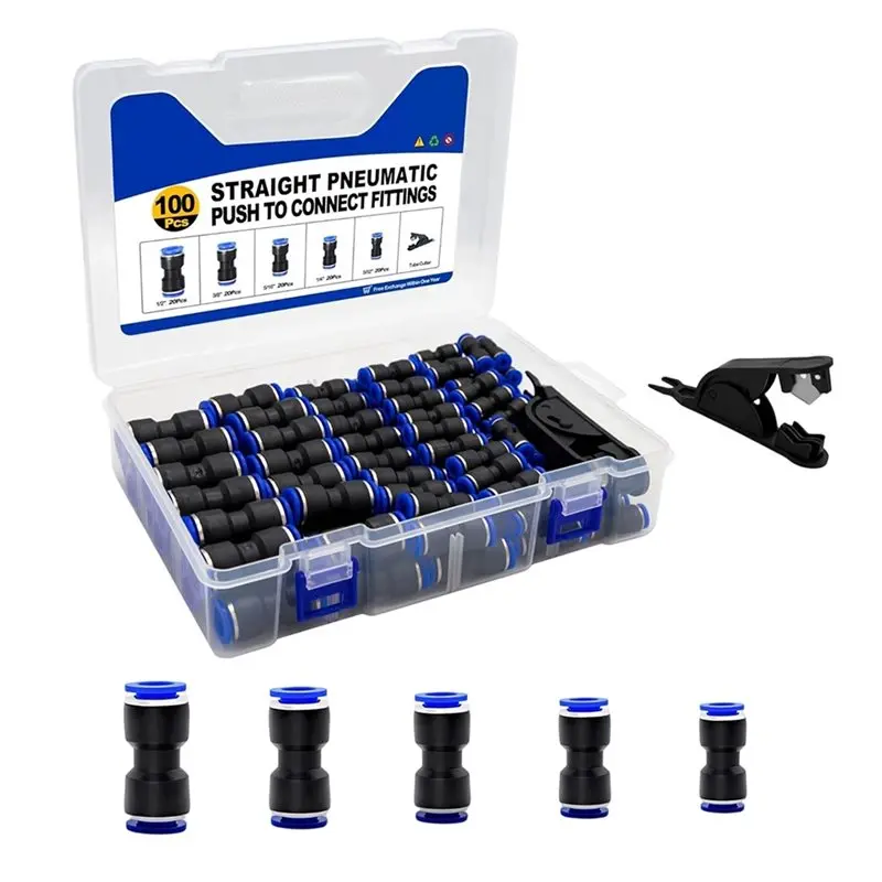 B50C Pneumatic Quick Connect Air Hose Fitting Kit With Tube Cutter 4-12Mm