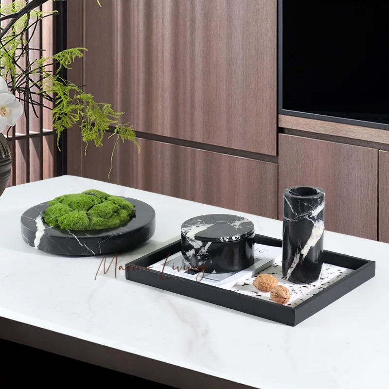 

Noir Grand Antique Marble Storage Jar Luxury Stone Storage Box Round Storage Container