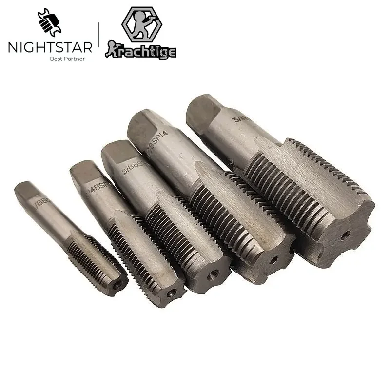 Krachtige 5Pcs HSS Taper Pipe Tap Metal Screw Thread BSP 1/8\