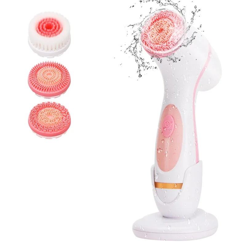 

ABVA-водостойкий двойной вращающийся прибор для очищения лица, скруббер для лица, отшелушивающий аппарат, включая 3 насадки для ухода за кожей