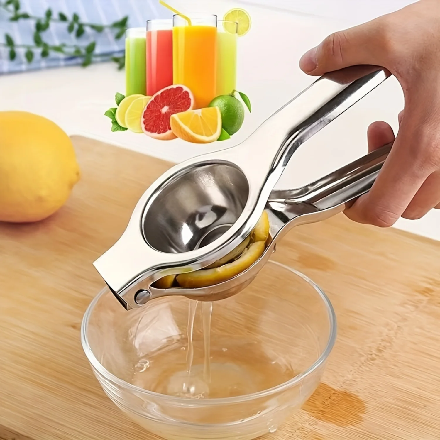 

Stainless Steel Manual Juicer - Hand Press Lemon Squeezer, Orange Juice Extractor, Fruit Juicing Tool for Use - 1pc