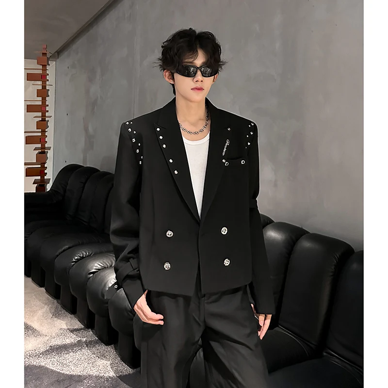 

Casual ort Men's Suit Jaet 2025 Autumn New Sle Haome Design Stage Costume Design oulder Pad Busin Casual Coat
