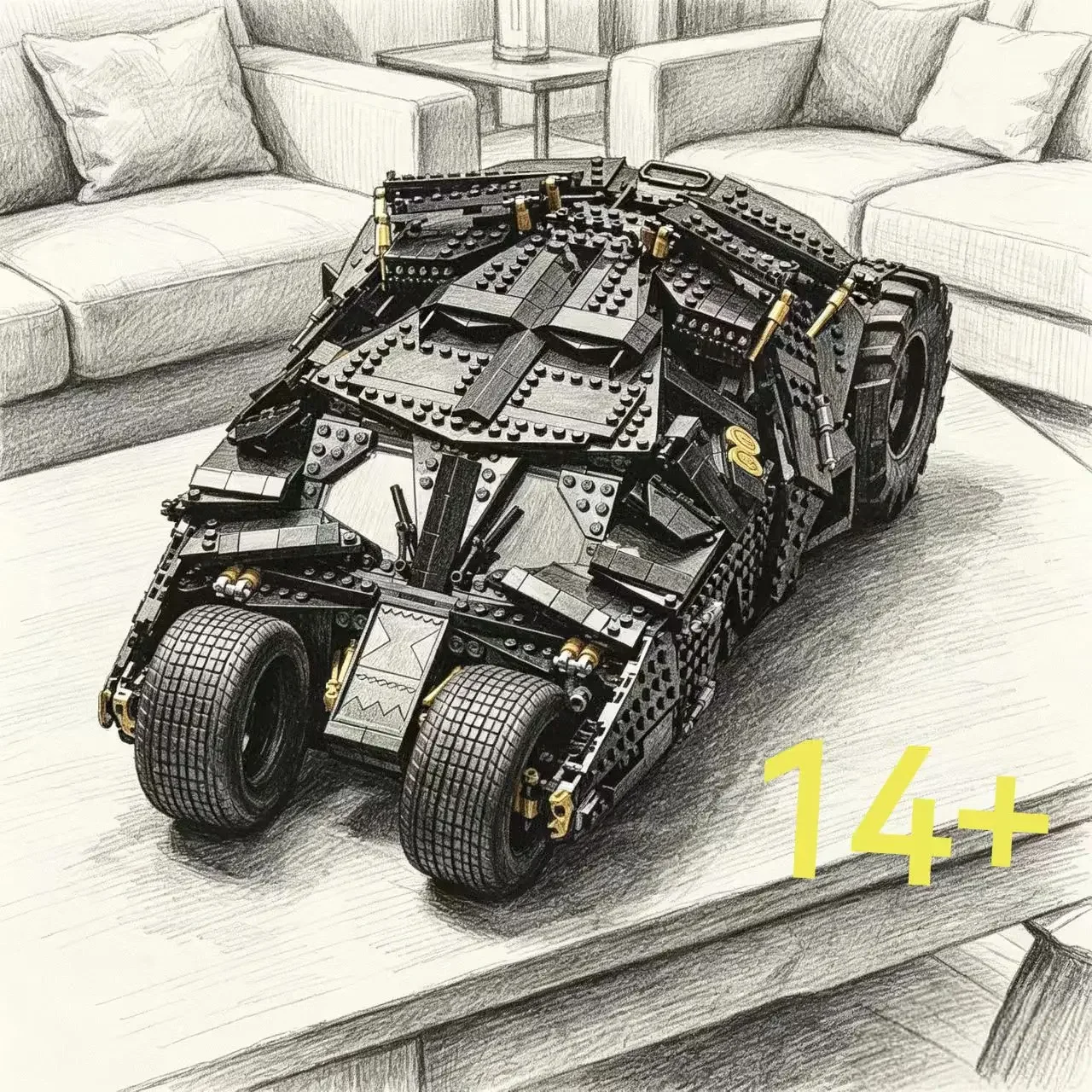 2026 in stock 2049 pieces compatible with Dark Knight Batmobile model building block toy set adult gift