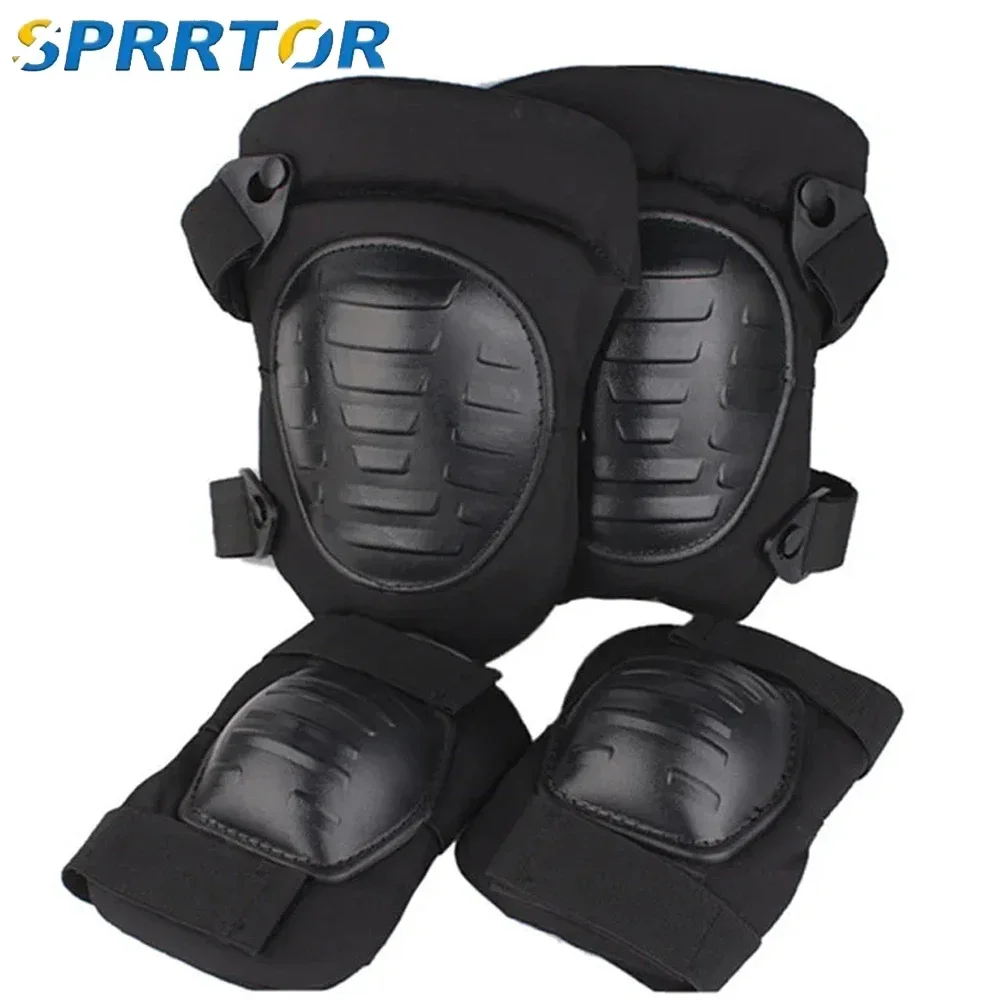

Tactical Combat Knee & Elbow Protective Pads Set for Outdoor CS Paintball Game Cycling Safety Skates Knee Protection Guard Pads
