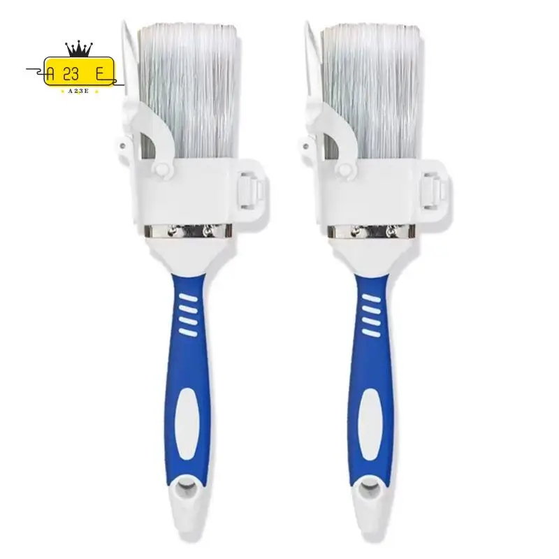 A23E-2Pcs Comfortable Handle Edging Color Separation Brush With Detachable Baffle Hanging Paint Brush