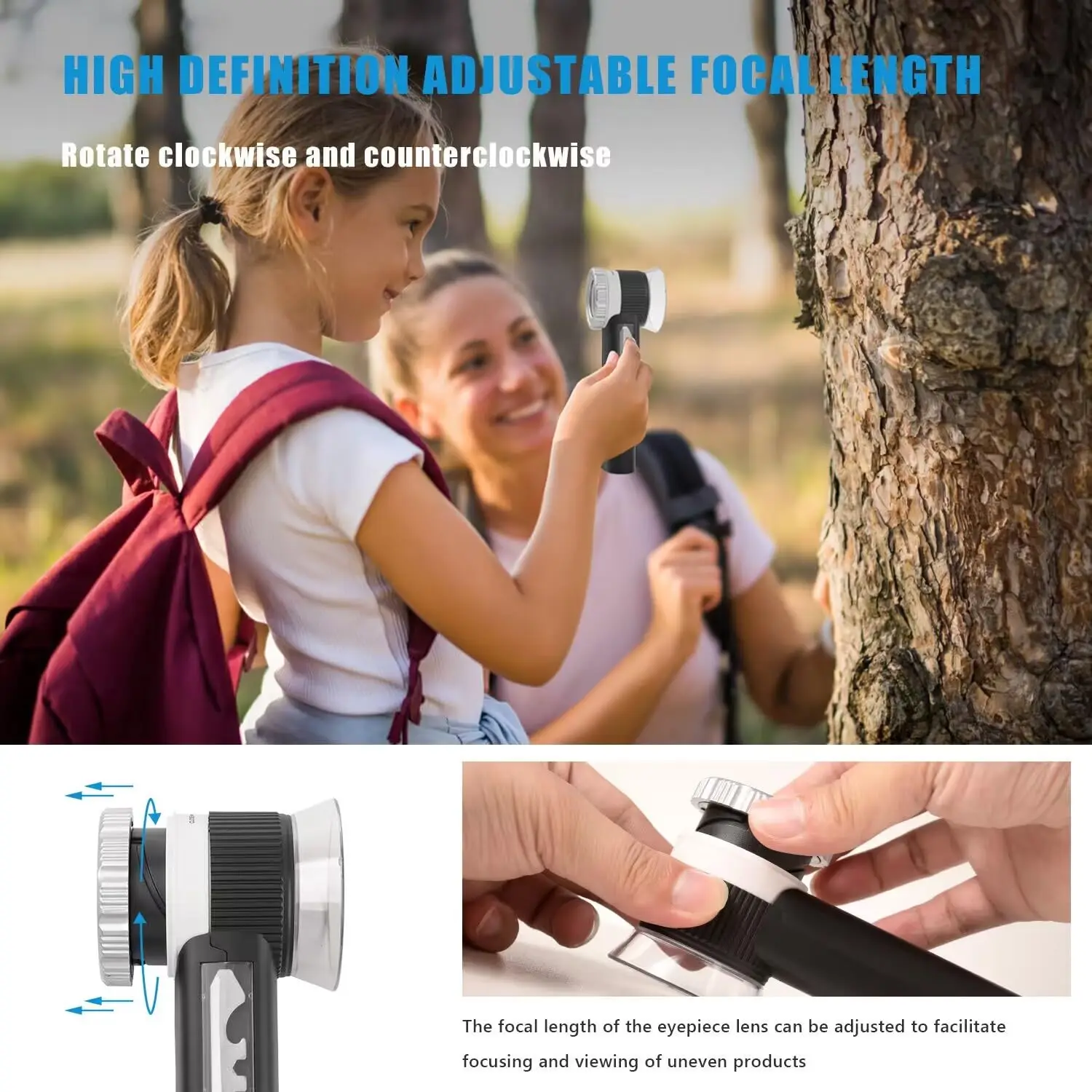USB Recarregável Handheld LED Magnifier, UV Iluminado Lupa, Lâmina para avaliação Gem Jade, Reparação de jóias, 30X
