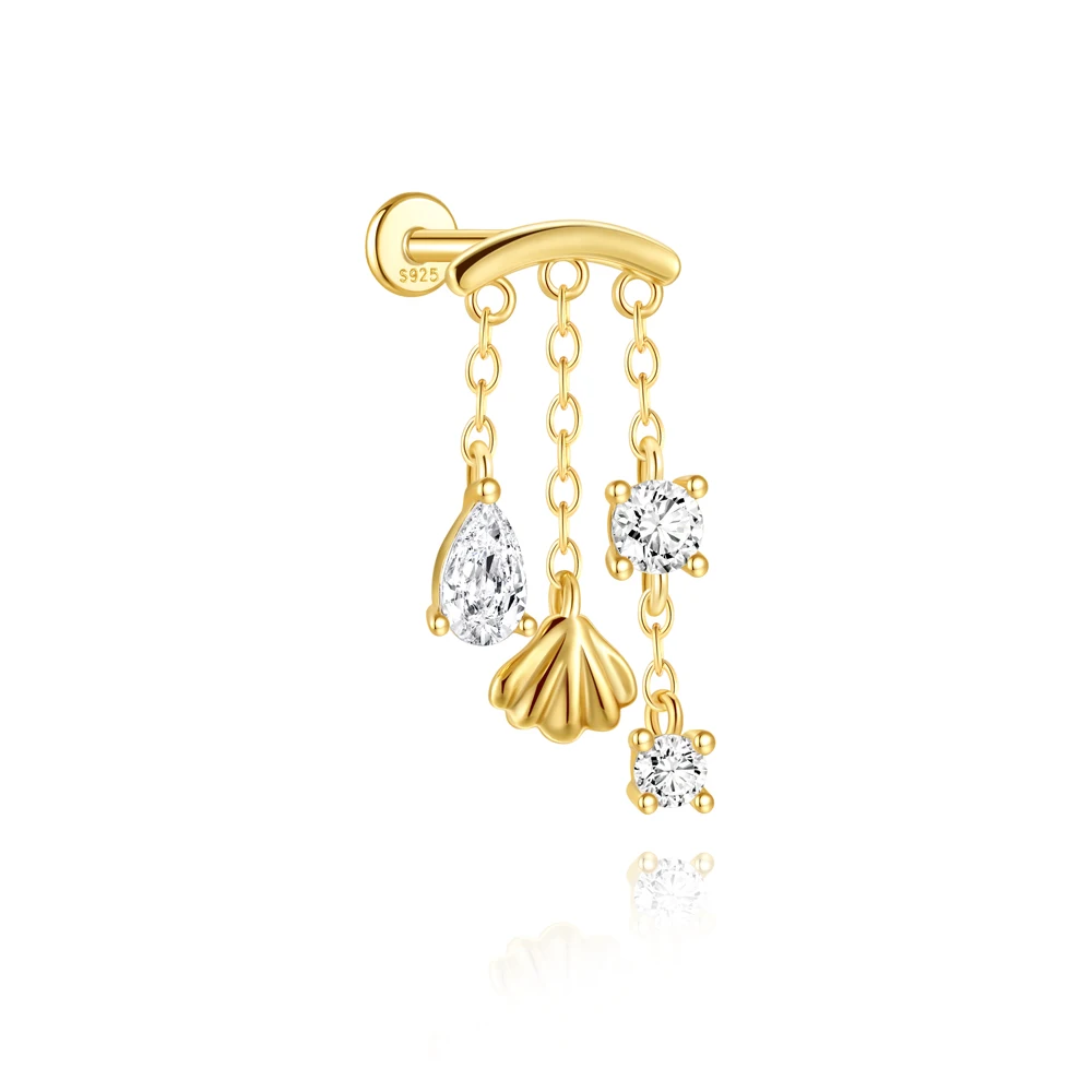 AIDE 1 Stück 925 Sterling Silber Ersatzteile Ketten Teil für Ohrstecker Piercing Creolen Tropfenohrring Damen Edlen Schmuck Geschenk