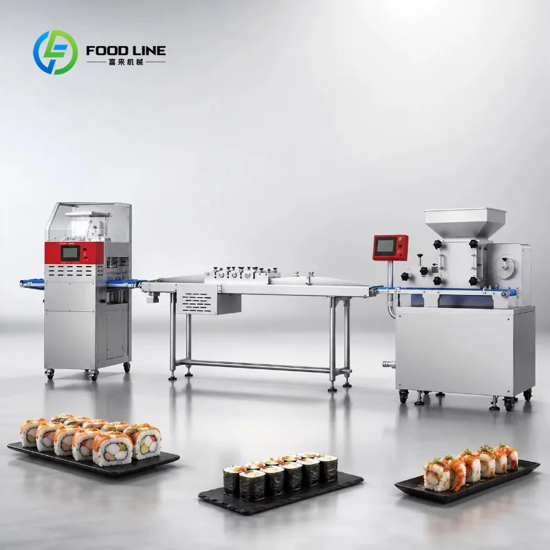 Customized Plc Controller Automatic Sushi Making Machine Production Line for Sushi Roll Onigiri Sushi Rice Voltage Customizable