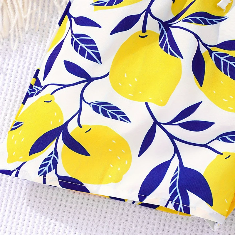 Summer Girls And Girls Cool And Breathable Cute Hanging Neck One Piece Printed Shorts Princess Daily Leisure Party Clothing