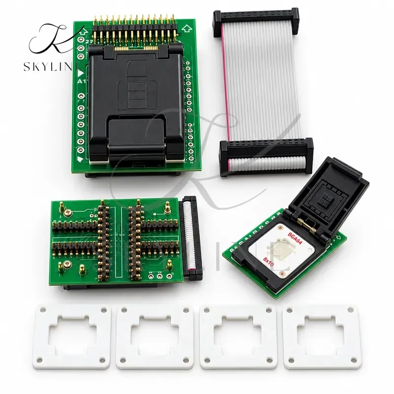 EMMC BGA64 Adapter IC Socket For T76 Programmer Dual Head Spring Loaded Test Probe Holder With 5PCS Limit Frames