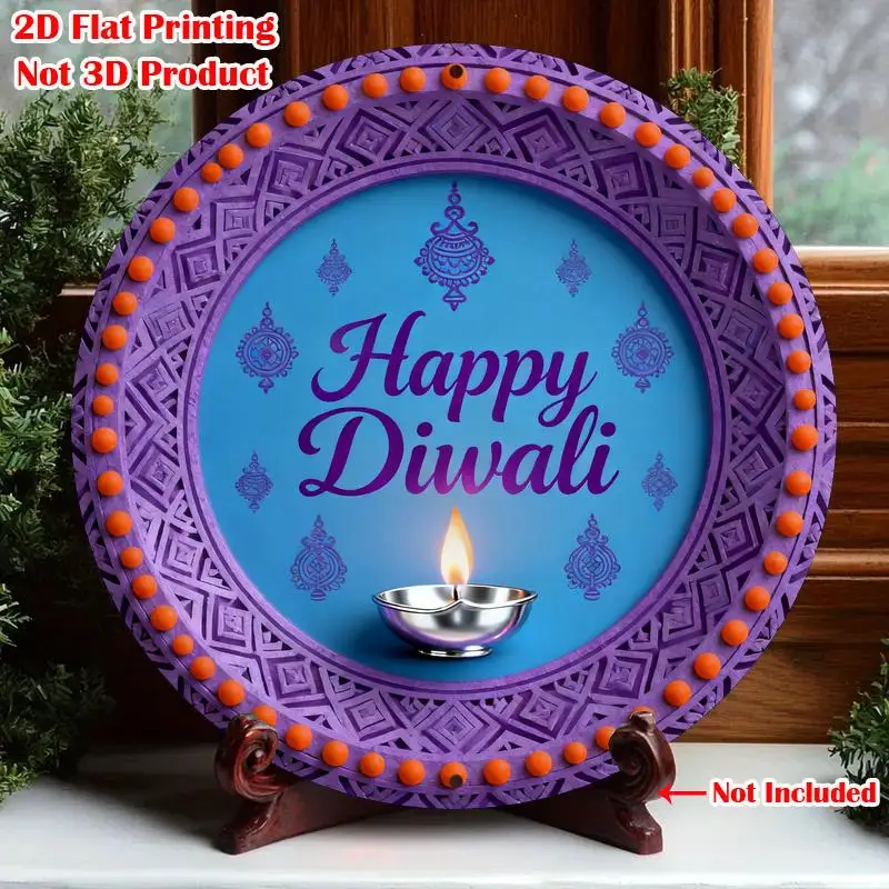 CIFBUY Retro Happy Diwali Aluminum Wall Art Waterproof Wearproof Home Cafe Office Garden Yard Room Decor Gift