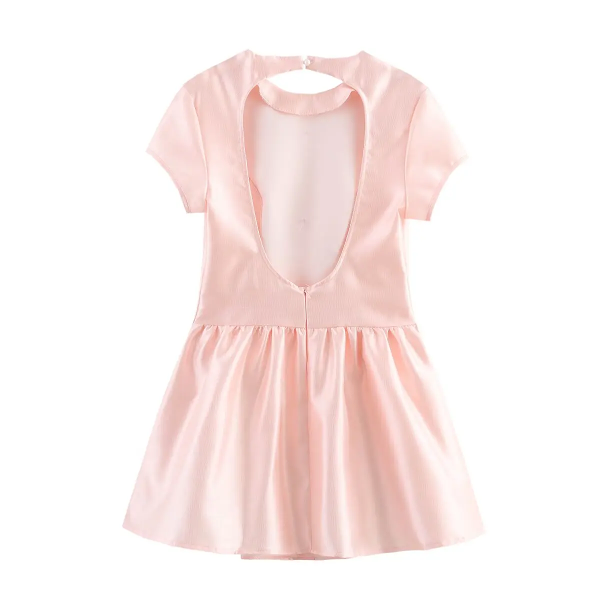 Zevity Donna Sexy Backless Zipper Manica corta Abito da ballo Abito femminile Chic Piccolo fiocco Appliques Slim Marca Abiti da festa DS2607