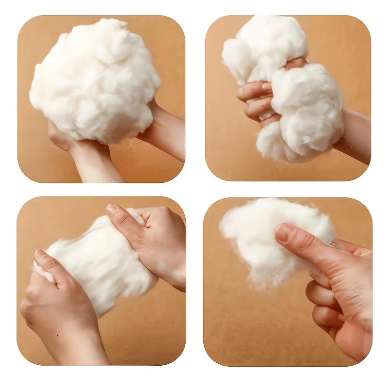 40/50/500g Stofftier-Baumwollfüllung Premium Polyesterfaser Elastische Füllung DIY Handgemachtes Kissen-Füllmaterial – Detail 2