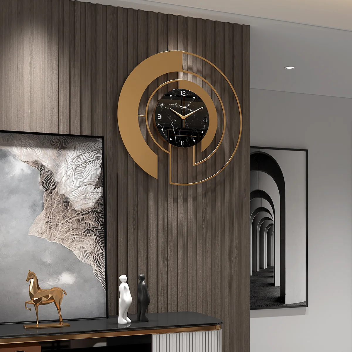 45 cm Wohnzimmer Luxus Wanduhr Metall Hause Uhren Uhr Hause Dekoration Anhänger Hotel Lobby Wand Hängen Uhr Dekor Uhr