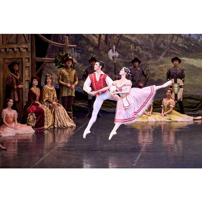 Sukienka baletowa Giselle, wariacja wiejska, długa szyfonowa sukienka, strój taneczny dla dorosłych, strój baletowy dla dzieci, spódnica z bufkami