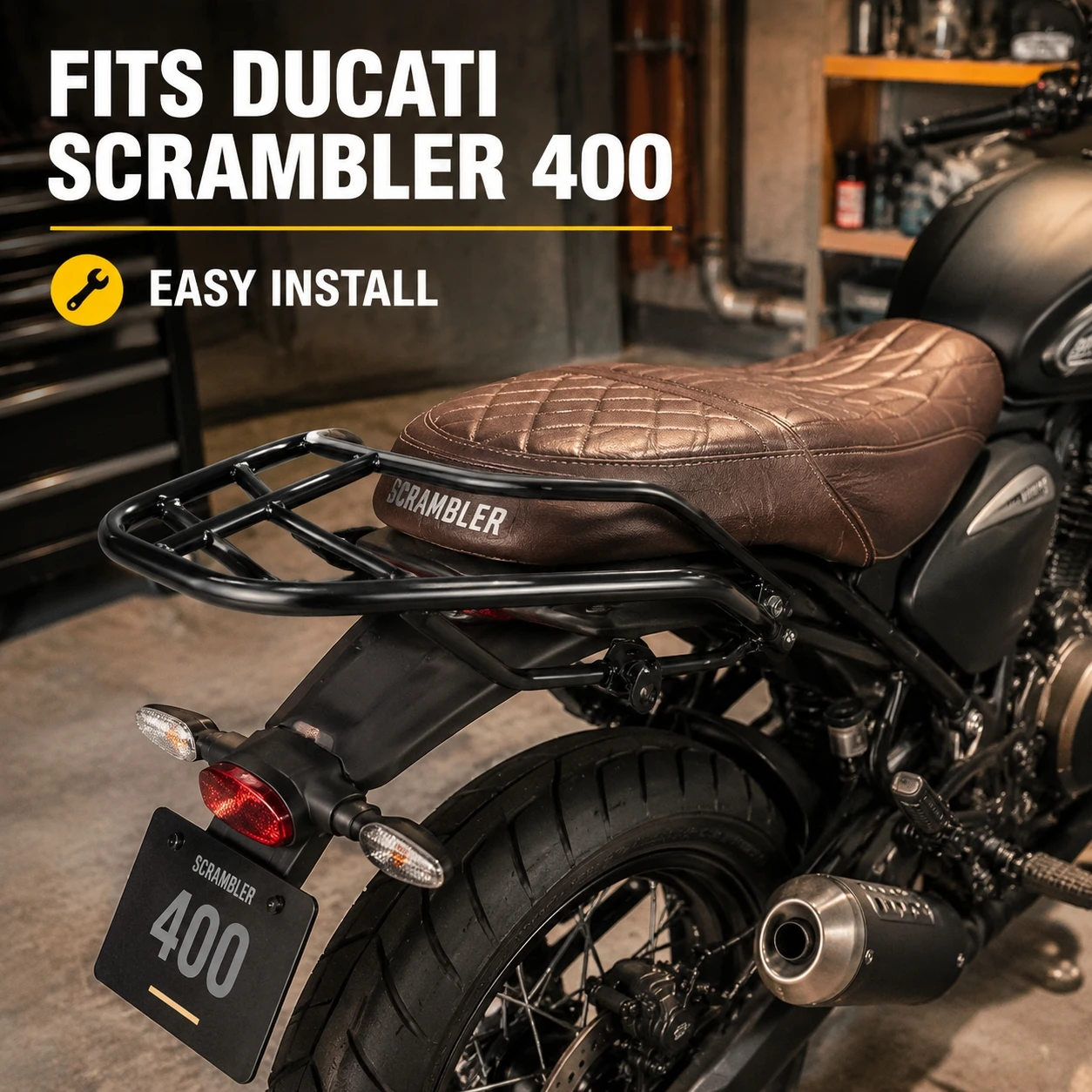 Motorcycle Modified Rear Cargo Luggage Rack Non‑destructive Installation For Ducati Scrambler 400 Top Case Mount Bracket