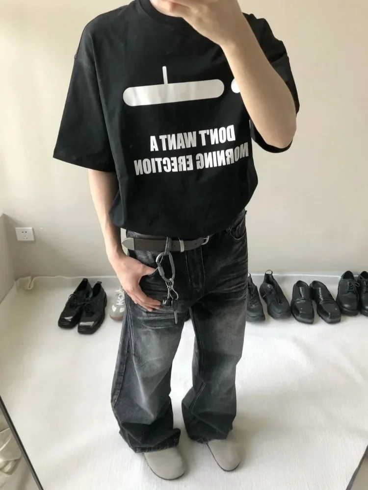 뉴 빈티지 워시드 레저 남성 청바지 가을 겨울 신상 스트레이트 팬츠 하이웨이스트 루즈핏 남성 와이드 레그 팬츠