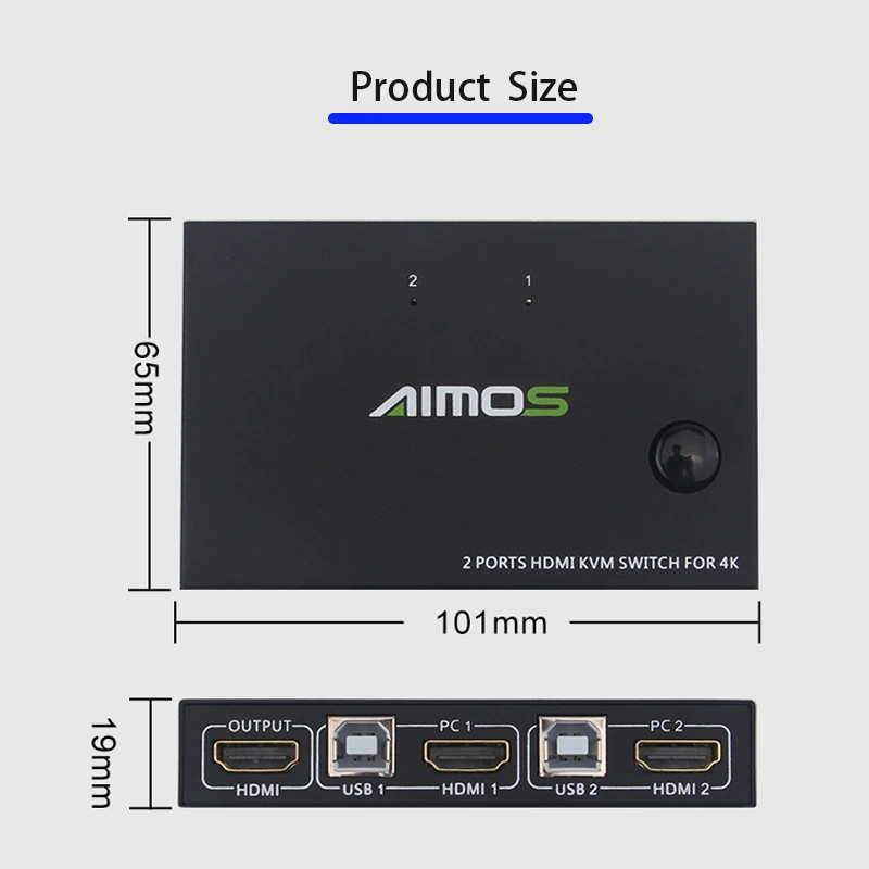 Adaptador de Controlador Síncrono USB, Compartilhando Switch, Compatível com HDMI, KVM Switch Splitter, Dock Station, Plug and Play, 2.0