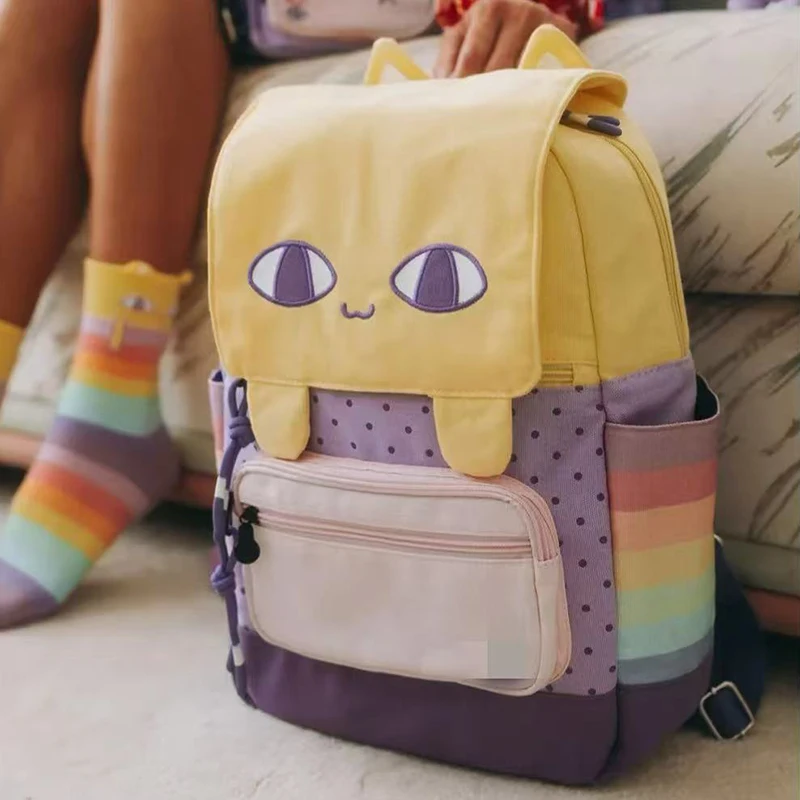 Anime OMORI Cartoon Yellow Cat Backpack Cute Lightweight Student