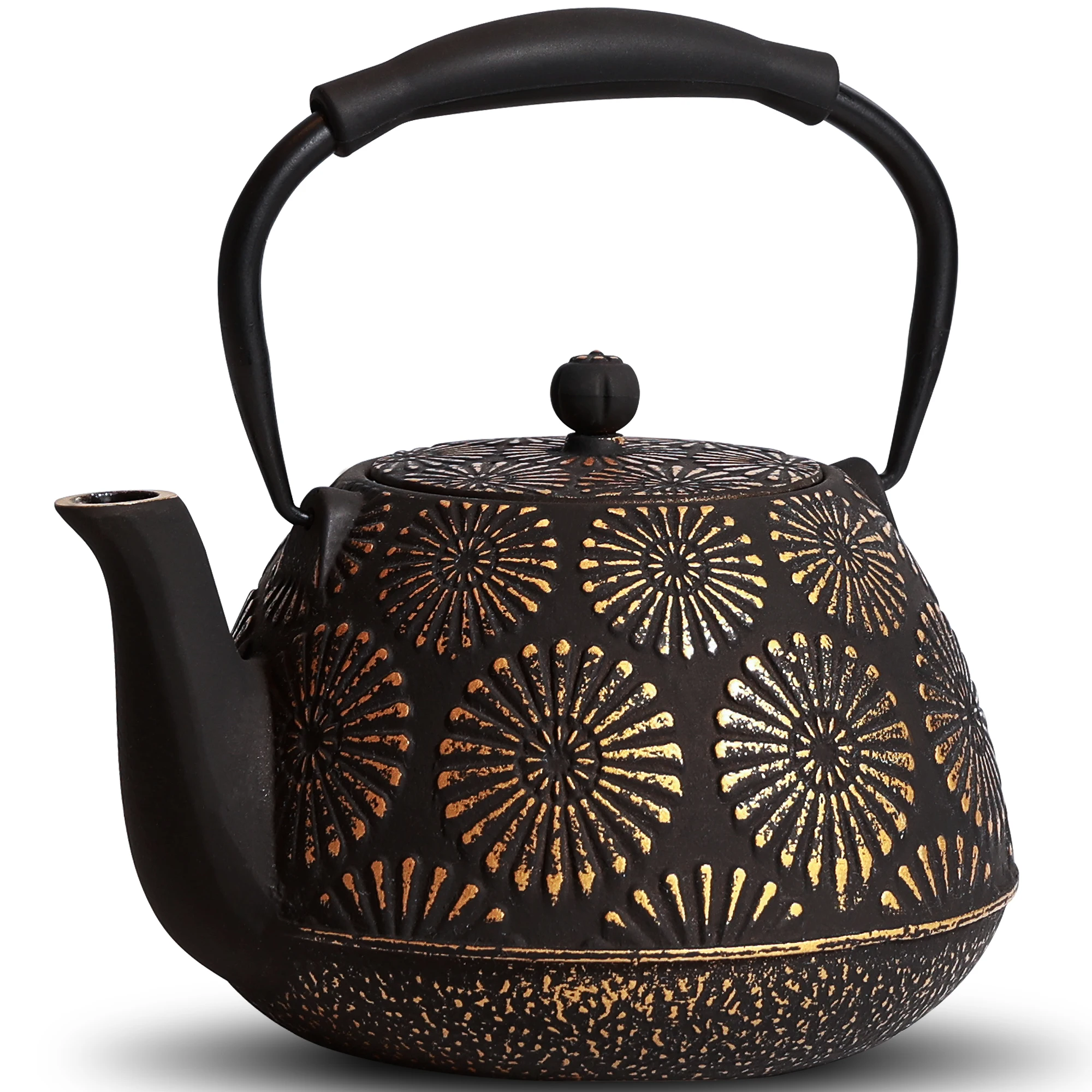 Cast Iron Teapot, Sakura Design Japanese Tea Pot for Loose Leaf Coatewith Enameled Interior, 1200ml Green