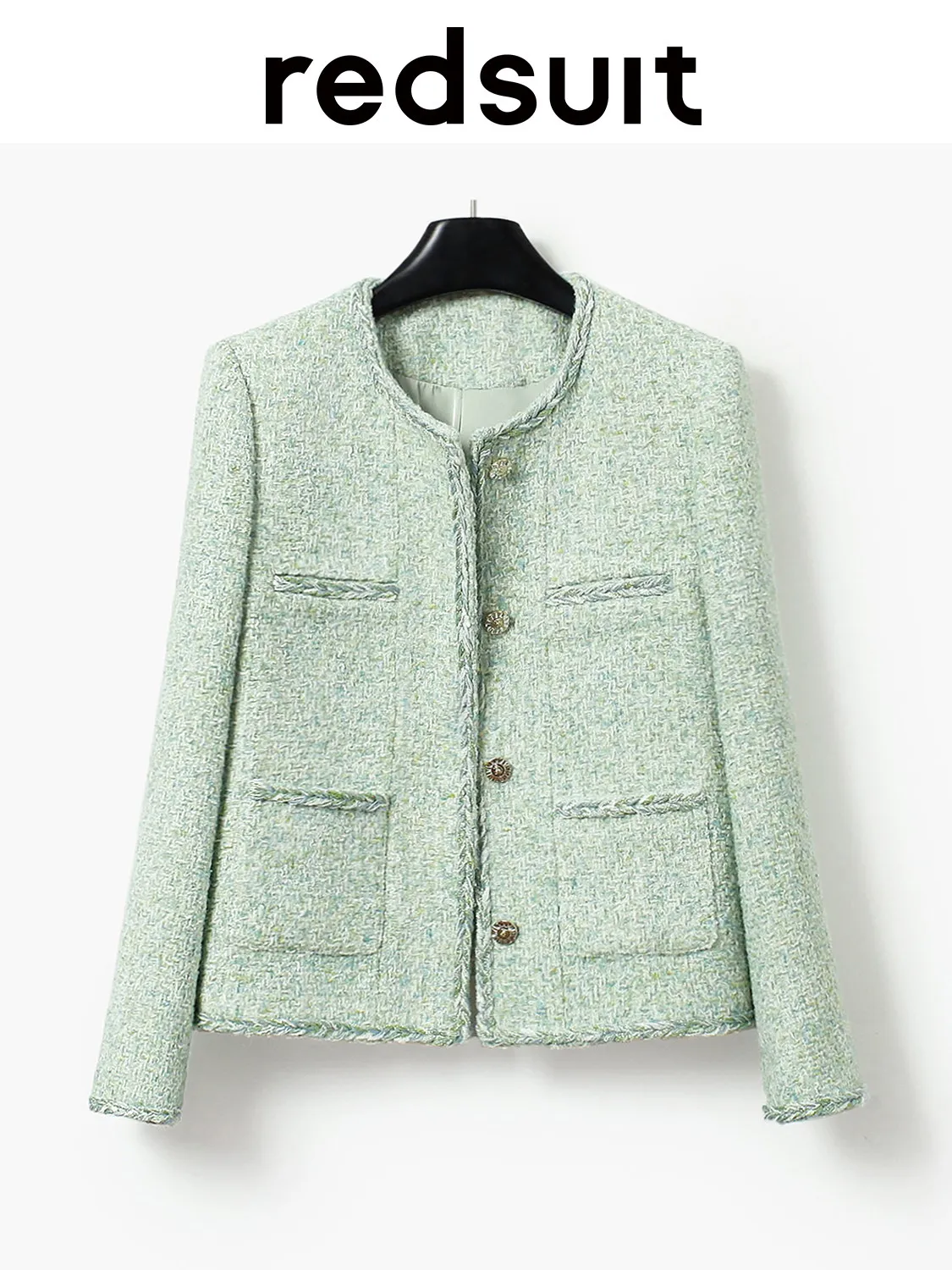 New Minimalist tweed green jacket, loose and versatile top Custom Size
