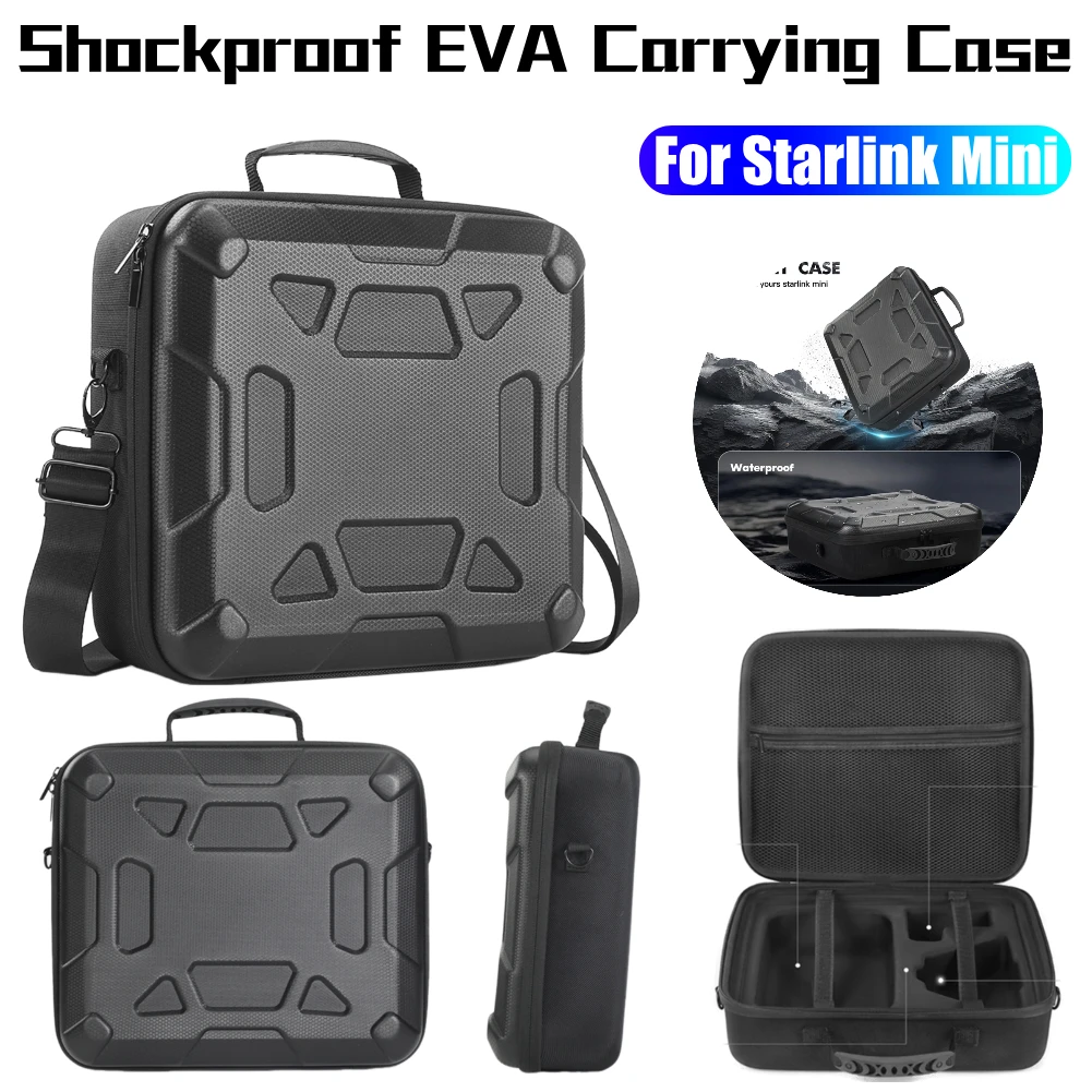

For Starlink Mini Protective EVA Hard Carrying Case Anti-Scratch Lightweight Travel Shoulder Bag Waterproof Storage Box