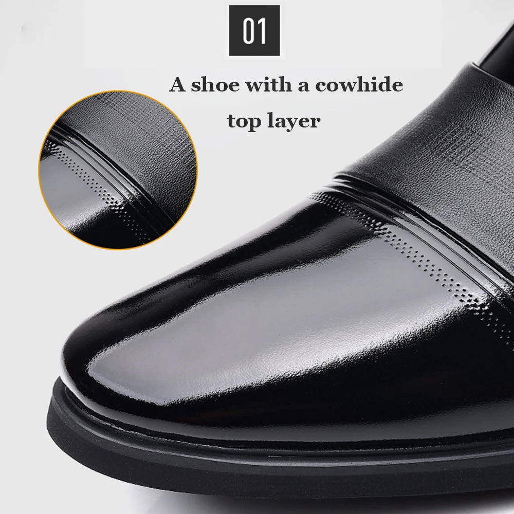 Men Luxury Business Leather Shoes Breathable Patent Leather Formal Shoes Black Pointed Toe Wedding Dress Classic Men's Suit Shoe